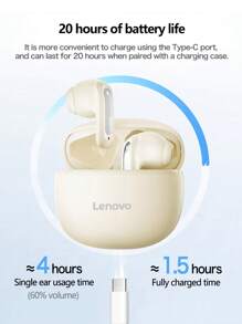 Lenovo 联想EA140-真无线耳机，半入耳式佩戴舒适，立体声高清音质，2.9g轻量化设计，持久续航，ENC通话降噪，兼容电脑笔记本，全天畅享音乐 - 彩色 - 查看 6