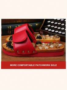 男士足部穴位按摩拖鞋，中医针灸按摩旋转足部按摩鞋，男女皆宜（每双拖鞋上的鹅卵石略有不同）母亲节鲜花，给妈妈的个性化礼物，最后一分钟的礼物，母亲节创意，母亲节礼物，给妈妈的手工卡片，50 美元以下的最佳母亲节礼物 - 黑色 - 查看 3