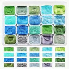 1 Set Of 20 Pearlescent Solid Watercolor Paints, Metallic Powder Dyed Floral Design, Premium Painting Supplies For Chinese Painting, Drawing, Writing, DIY Crafts, Portable Artistic Tool, Galaxy Color, Suitable For Artists, Adults And Professionals, Perfect Gift