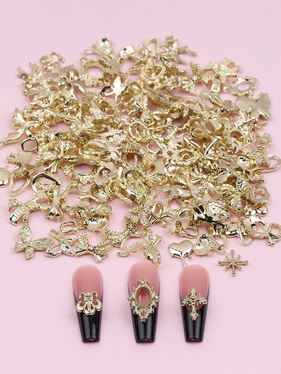 30 chiếc phụ kiện trang trí móng tay hình bướm ngẫu nhiên, đồ trang sức móng tay tự làm. - Vàng - Xem 1