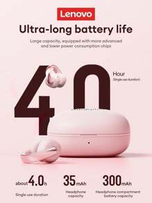 Auriculares Bluetooth Lenovo LP38, estilo intrauricular con calidad de sonido envolvente, audio direccional 5.4, micrófono para llamadas, deporte, carrera, música, juegos, larga duración de batería, aislamiento pasivo del ruido, inalámbrico para smartphones y tabletas - Blanco - Ver 7