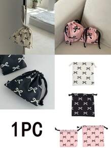 1PC S/L Bow Drawstring Mini Bag, Travel Portable Storage Bag, Storage Hanging Bag Holiday Essentials Holiday Travel Essentials Travel Bag Travel Accessories