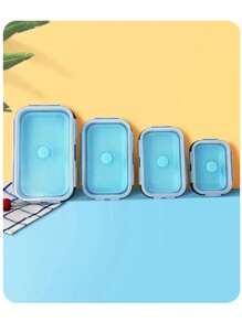 4pcs Silicone Food Preservation Box, Retractable And Foldable Silicone Food Box, Portable Food Preservation Box Refrigerator Storage Box Set Bento Box Outdoor Picnic Box Microwavable Portable Bento Box