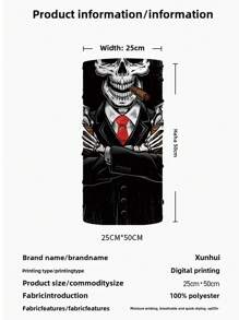 Outdoor Sports Skeleton Pattern Multifunctional Neck Gaiter, Face Mask, Headband - UV Protection, Breathable, Warm, Windproof, Suitable For Fishing, Cycling - Multicolor - View 2
