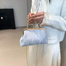 Bolso de mano formal de lentejuelas con estampado floral 2025, bolso de hombro cruzado de moda para mujer, bolso tipo tote de unicolor con zipper y cadena