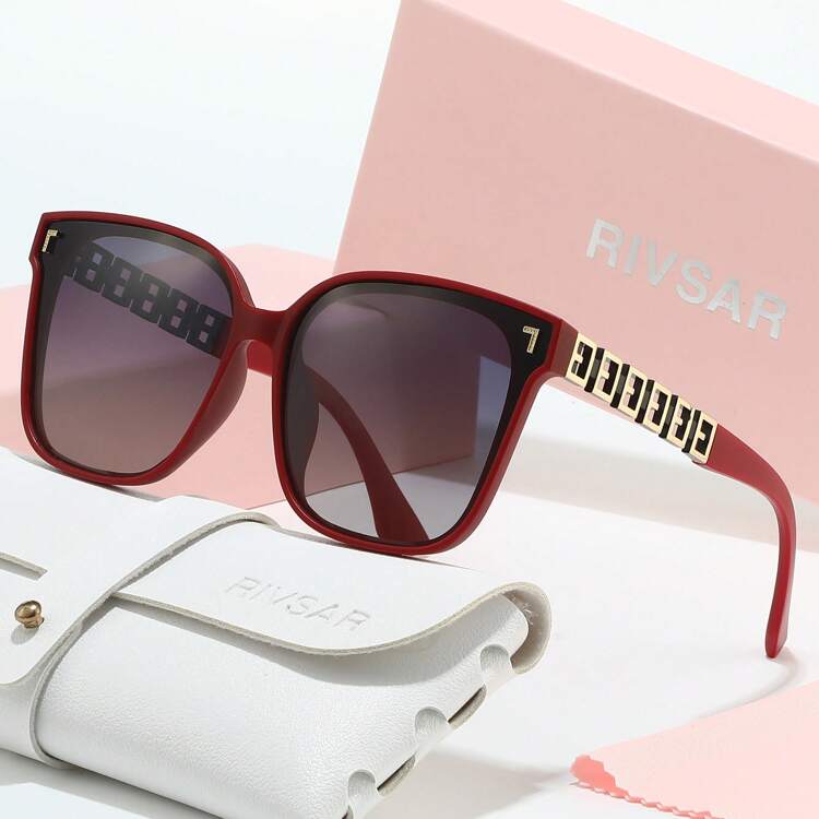 RIVSAR Women Fashion Oval Frame Sunglasses Gift Box Set, Outdoor Photoshoot, Driving Goggles, Ideal Gift Choice - Multicolor - View 2