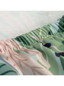 1pc Tropical Rainforest Leaf Print Milk Silk Sofa Cushion Cover, High Elasticity, Dust-Proof, Washable, All Season, Suitable For Outdoor Rattan Sofa