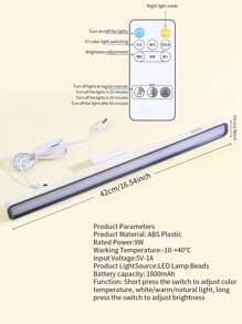 1pc LED Rotatable Makeup Mirror Front Light, No Drill Needed For Bathroom Mirror, Rechargeable Vanity Table Lamp With Cool & Smart Eye Protection Study Light Strip For Bedroom, Dormitory, Desk