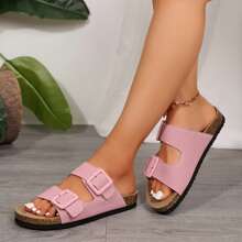 Women's Adjustable Cork Footbed Sandals - Open-Toe Style For Casual Occasions - 粉色 - 查看 4