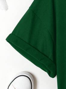 Women's Casual Short Sleeve Round Neck T-Shirt - Dark Green - View 3