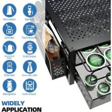 Simple Trending Coffee Pod Holder For K Cups, With 2 Tier Slidng Storage Drawer And Coffee Accessories Holder, 63 Large Or 80 Small Capsule Organizer, Black - 20"D x 10"W x 5.8"H - View 2