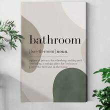 1pc Framed Canvas Poster Olive Green Bathroom Wall Art Canvas Paintings Ideal Gift For Bedroom Living Room Corridor Wall Art Wall Decor Room Decoration Ready To Hang - 綠色 - 查看 1