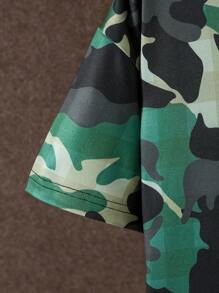 2pcs Boys Camouflage Print T-Shirt And Shorts Set, Summer - Army Green - View 4