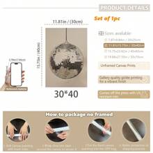 1 件，帆布悬挂，带框装饰画，海报，墙壁艺术，别致的迪斯科球海报印刷品 - 复古风格镜面球帆布艺术，非常适合现代简约装饰，适用于客厅、卧室、家庭办公室、宿舍 | 时髦学院风墙壁艺术 - 彩色 - 查看 15