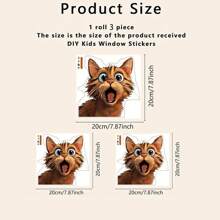 1pc Cute Brown Cat Window Sticker, Transparent & Opaque White Background With Open Mouth Yellow Cat Window Decoration Sticker, No Adhesive Residue & Fading, High-End Animal Sticker., Stickers, Wall Decal, Vinyl Decal For Home Decorations, Spring Decoration Items Refresh Your Home, Festival Decoration Stickers Gifts Birthday Graduation