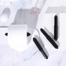 2 Pieces Toilet Paper Holder Roller Spindle Replacement Rod Plastic Spring Loaded (Black)