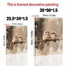 1 bức tranh vải canvas phong cách cổ điển hình chú chim non màu nước trên cành cây có khung gỗ - tông màu trung tính, nền có họa tiết, tranh treo tường sẵn sàng để trang trí phòng khách và phòng ngủ, quà tặng lý tưởng, đồ trang trí chim - 1 cái - Xem 4