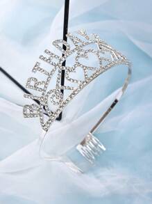 1pc Minimalist Headpiece Crown Design Hair Accessory, Elegant Princess Headband Headpiece, Stylish Crown Hair Adornment For Women, Suitable For Weddings, Galas, Birthday Parties, Photo Shoots - Alloy Diamond Crown, Events & Cosplay Accessories