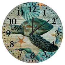 Silent Non-Ticking Wall Clocks Nautical Beach Ocean Underwater Home Decoration For Bathroom Sea Animal Turtle Octopus Crab Personalized Round Wall Clock Rustic For Indoor Girls Room, Housewarming Gift Home Decor, Gift For Couple - Mixed Colors - View 1