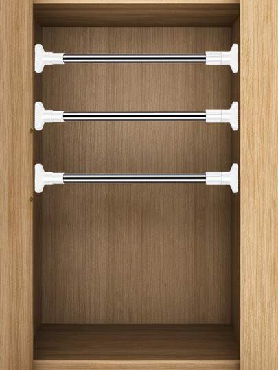 Stainless Steel Telescopic Clothes Drying Rod, Balcony Support Rod, Curtain Rod, Shower Curtain Rod, Wardrobe Hanging Rod, No Drilling Telescopic Rod Home Bathroom Decor Bathroom Accessories Back To School