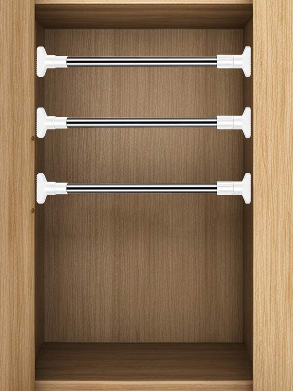 Stainless Steel Telescopic Clothes Drying Rod, Balcony Support Rod, Curtain Rod, Shower Curtain Rod, Wardrobe Hanging Rod, No Drilling Telescopic Rod Home Bathroom Decor Bathroom Accessories Back To School