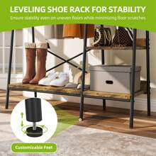 Yitahome Coat Rack Stand With Shoe Storage, Industrial Hall Tree With 5 Shelves Garment Rack Open Wardrobe Clothes Rail For Bedroom Hallway Entryway - Brown - View 5