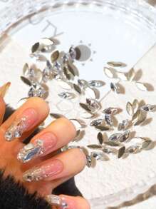 50/100/200 viên đá Zirconia sáng bóng (Dùng cho móng tay - Đá trang trí móng tay màu bạc, đá Rhinestone 3D đáy phẳng 1.5-3mm, đá Rhinestone 3D mini đáy nhọn, đá Rhinestone trang trí móng tay cho nữ) - trắng - Xem 5