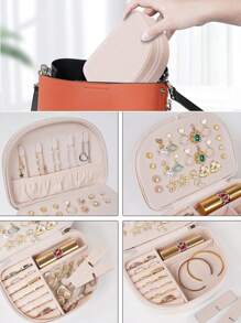 1pc Travel Jewelry Box, Small Jewelry Box, Jewelry Storage & Organizer Box, Portable Mini Jewelry Travel Case, Multilayer Design To Maximize Space, Compact & Space-Saving, Suitable For Women's Earrings, Necklaces, Rings, Bracelets And Other Small Valuables, Essential For Travel, Home Storage, Best Gift For Birthday, Valentine's Day, Mother's Day, Christmas, Thanksgiving, Wedding - Multicolor - View 6