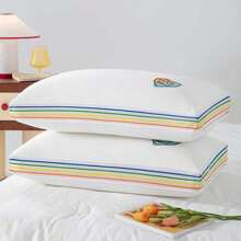 1pc Rainbow Striped Pillow, Ultra Soft & Comfortable, Sleep Enhancing & Neck Support, Bedding, Fluffy, Elastic, Breathable, Washable, Suitable For Room, Bedroom, Hotel, Sofa Napping