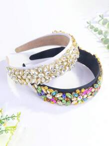 1件装女士几何图案宫廷风水晶（玻璃）装饰3D发箍 - 彩色 - 查看 3