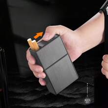 1 pezzo Portasigarette da uomo con coperchio, scatola portasigarette di lusso e personalizzata in metallo con 20 scomparti, con vano portaaccendino, accessori da fumo