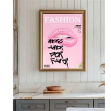 1 件墙面艺术复活节装饰，粉色时尚海报嘴唇杂志封面学院风少女 70 年代印花可爱公寓装饰奢华墙面艺术美学装饰宿舍房间，现代家居装饰，适用于客厅卧室，帆布画（无框架） - 彩色 - 查看 1