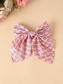 1pc Girl's Big-Size Pink Letter A/B Pattern Bow Hair Clip, Cute & Fashionable Butterfly Hairpin For Everyday Use