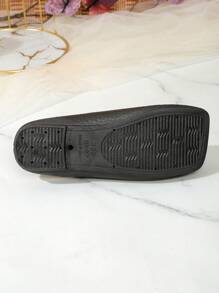 Women's Retro Closed Toe Soft Bottom Mule Sandals, New Square Toe Flat Slip On Slide Shoes - Black - View 9