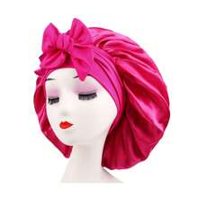 Silky Satin Sleep Bonnet For Women With Adjustable Bow Ties - Luxurious Hair Protection Cap For Curly/Natural Hair, Multi-Color Options, Soft Nighttime Hair Care Essential,Bonnet,Shower Cap,Hair Products And Accessories For Barber Salon Beauty Travel Essentials