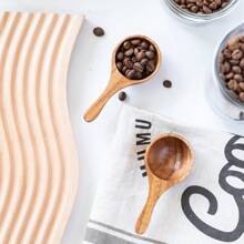 Bộ 5 dụng cụ nấu ăn bằng gỗ, thìa gỗ tự nhiên và bộ trộn, phù hợp với chảo và nồi chống dính - màu nâu - Xem 8