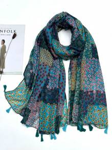 Women's Simple Printed Scarf, Fashion Scarf New Spring/Summer Sunscreen Beach Shawl, Linen Feel Shawl For Women - Multicolor - View 10