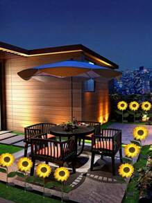 1 PIEZA Luz solar LED decorativa en forma de girasol, resistente al agua, con 1 cabezal o 3 cabezales, adecuada para decorar patios, céspedes, jardines, pasillos, etc.