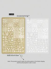 最新美甲设计印刷板，包括蕾丝、蝴蝶、玫瑰花、丝带、领结、蛇格图案美甲印花模板、不锈钢美甲印花板、中国风竹花印花 - 彩色 - 查看 10