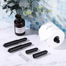 2 Pieces Toilet Paper Holder Roller Spindle Replacement Rod Plastic Spring Loaded (Black)