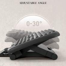 HOMCOM Footrest Adjustable Height & Angle Tilting Platform Home Office Foot Rest Black - Black - View 5