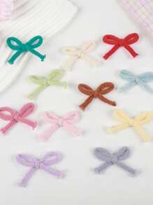 10pcs Knitted Bow Hair Clips Decor, DIY Handmade Accessories - Multicolor - View 2