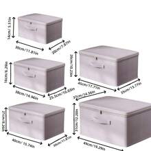 1pc Foldable Fabric Storage Box With Lid: Rectangular, Multi-Purpose, Can Be Used As Wardrobe Storage Box, For Storing Clothes, Office Supplies, And Home Organization - Gray Purple - View 2