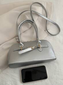 1pc Mode Vrouwen Tas Leren Handtas Vintage Casual Schoudertas Voor Dames Designer Zakelijke Stijl Vrouwelijke Top-Handvat Tassen Solide Eenvoud Wilde Afspraak Shell Tas Hoge Kwaliteit Vrouwen Koerierstas Om Te Werken Winkelen Pendelen Daten Wit Zwart Roze Zilver Groen Khaki