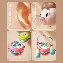 Baby Hand Clap Drum Small Trumpet Chewable Percussion Musical Instrument, Collapsible Striking Drum Early Education Music Toy