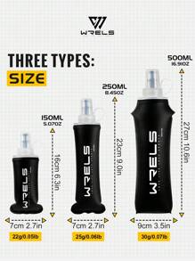 WRELS 1 件 150ml/250ml/500ml 可折叠便携式软水瓶，硅胶吹嘴，轻便，适合骑行、跑步、马拉松、徒步旅行、户外运动 - 彩色 - 查看 3