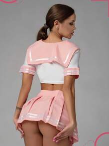 Cosplay Sailor Suit Set, Tempting Innocent Style Separate Student Uniform Role-Play Outfit, Striped Pleated Skirt Kawaii Sexy Lingerie - A - View 7