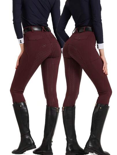 Women's Equestrian Pants Professional Horse Riding Sportswear High Stretch Slim Fit Silicone Anti-Slip Pants Horse Riding Equipment