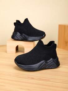 新款透气网眼低帮儿童休闲户外运动鞋，软底防滑轻便一脚蹬，适合四季 - 黑色 - 查看 4