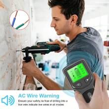 Backlit 5-In-1 Wall Scanner - Stud Finder For Wood, Metal & Live AC Wire Detection - Battery Powered (Batteries Not Included)